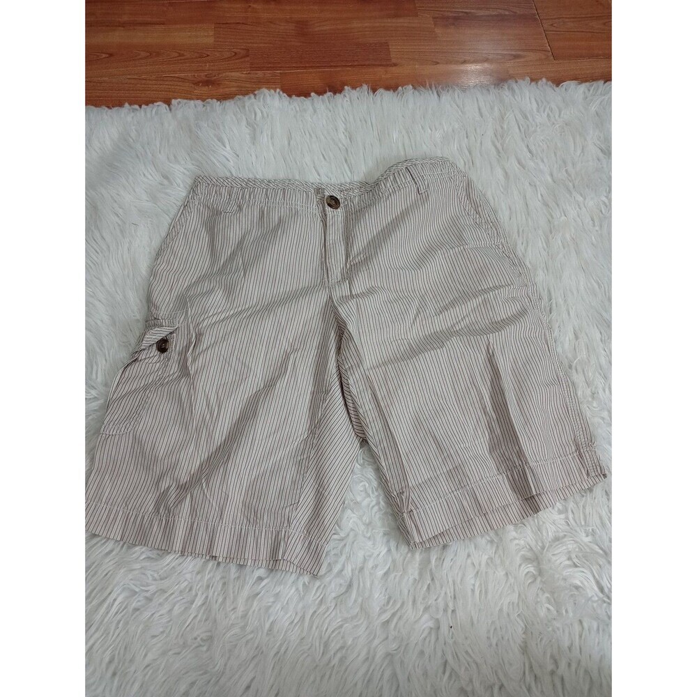 Liz Claiborne shorts sz Petite 16 brown/Black  Lines Sloane cuffed safari beach